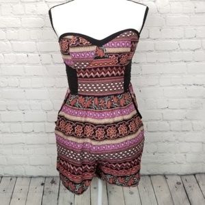 Band of Gypsies Strapless Boho Floral Romper